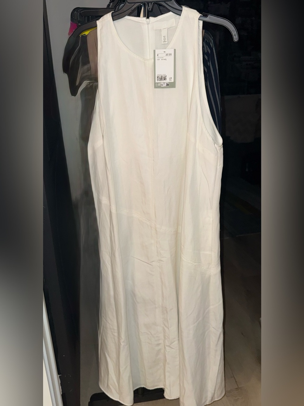 NWT H&M Linen Sleeveless Cream Maxi Dress with Simple Silhouette